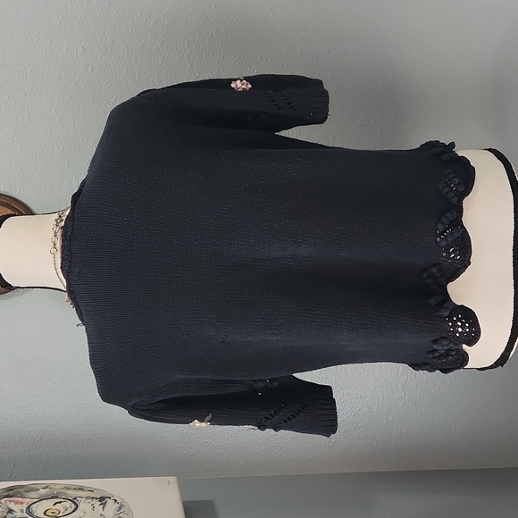 Herman Geist Vintage Knit Flowered Button Front Blouse - Picture 8 of 8